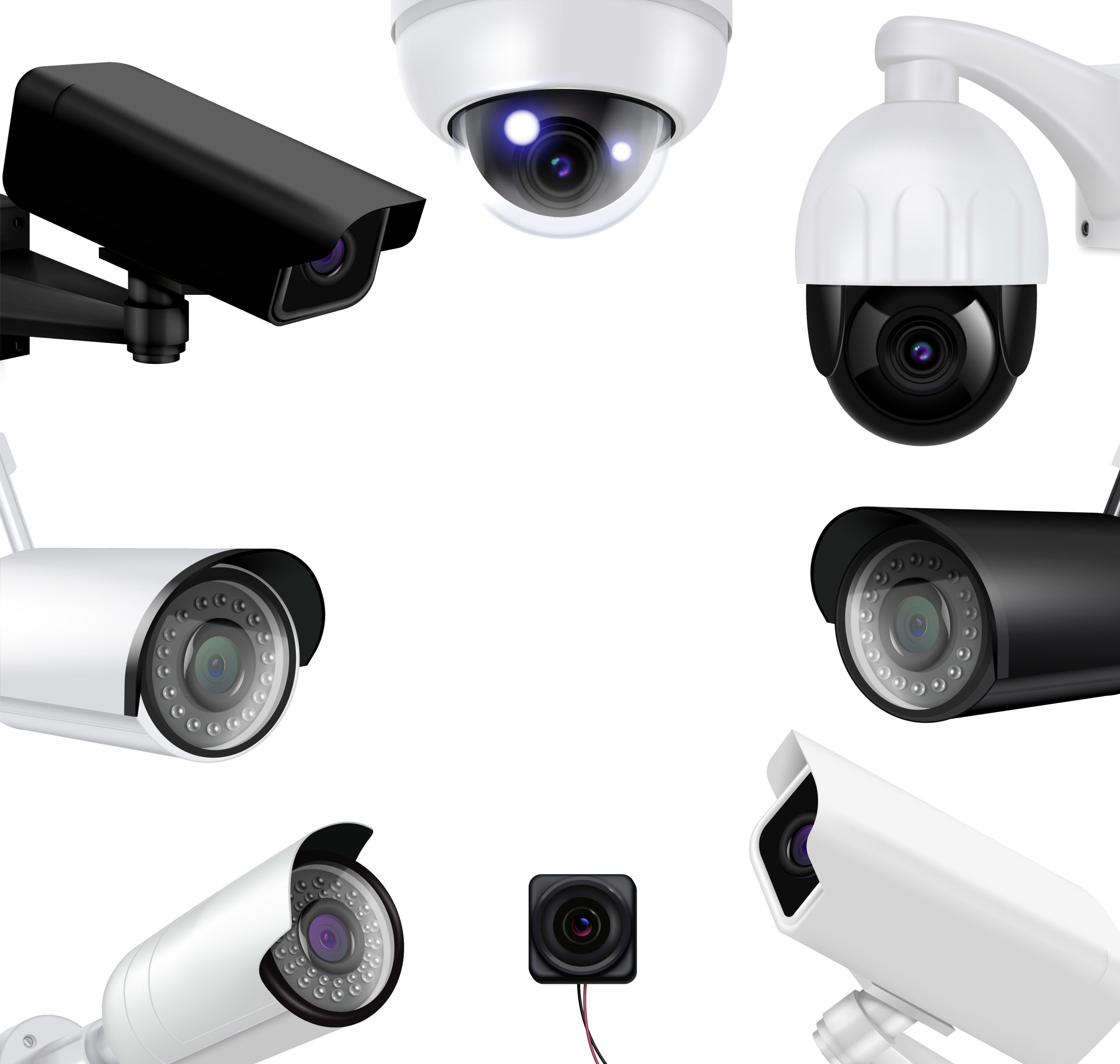 Video Surveillance Security Cameras Realistic Composition