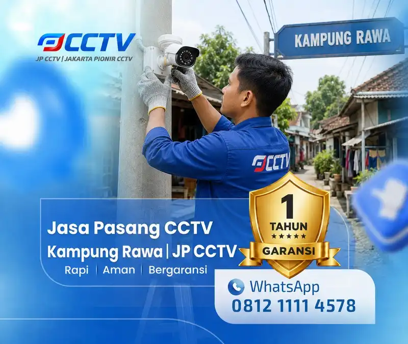 Tim JP CCTV menangani teknisi CCTV di Kampung Rawa