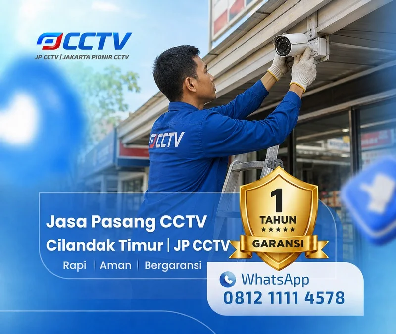 Teknisi Jasa Pasang CCTV Cilandak Timur sedang memasang kamera CCTV
