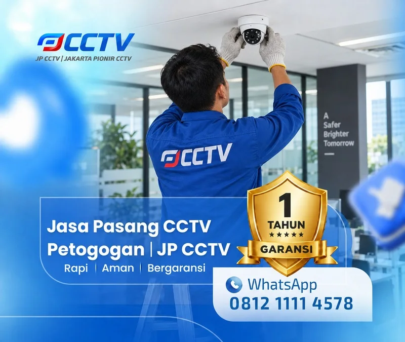 Teknisi Jasa Pasang CCTV Petogogan sedang memasang kamera CCTV