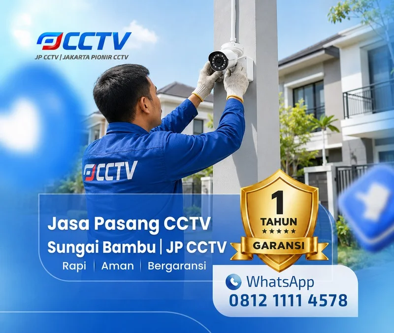 Pekerjaan pemasangan CCTV oleh teknisi JP CCTV di Sungai Bambu