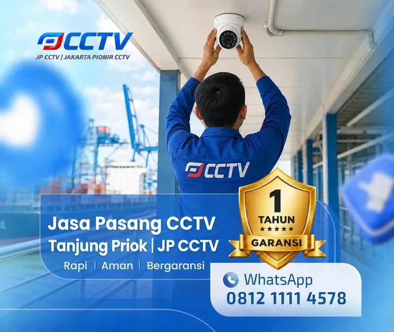 Pekerjaan pemasangan CCTV oleh teknisi JP CCTV di Tanjung Priok