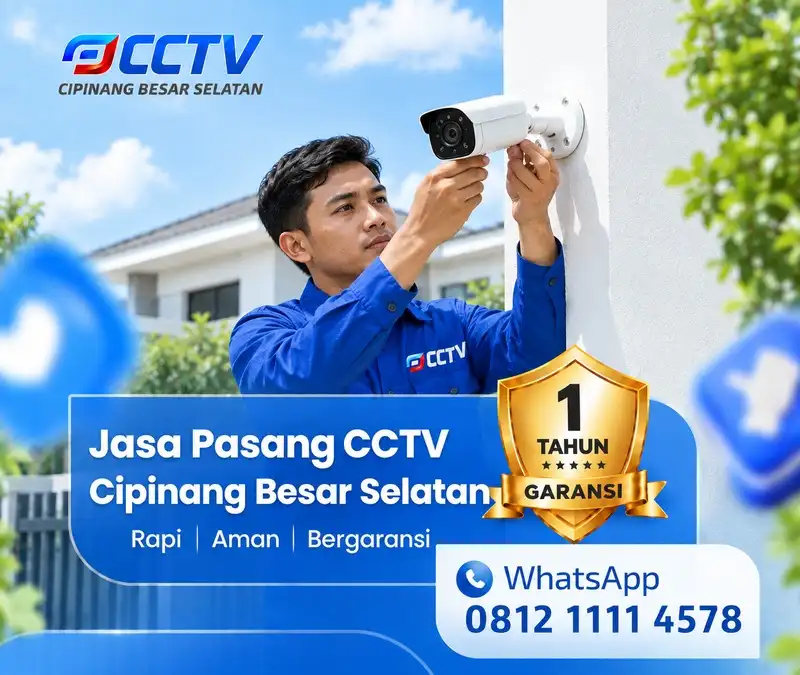 Tim JP CCTV menangani pemasangan CCTV di Cipinang Besar Selatan