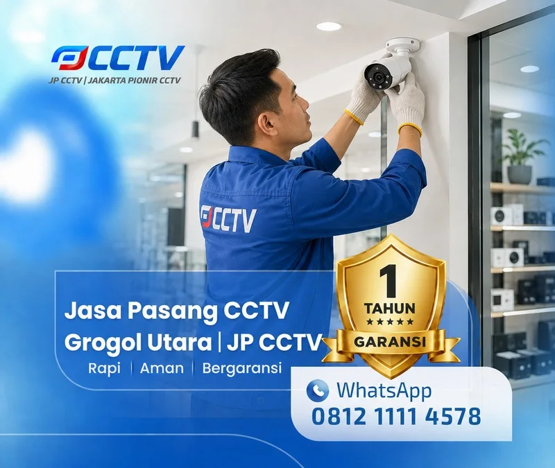 Proses teknisi CCTV bersama teknisi JP CCTV di Grogol Utara