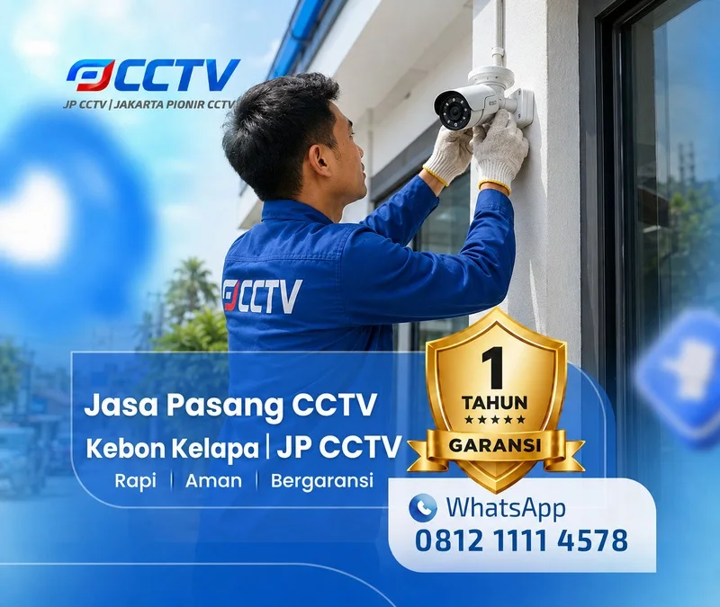 Teknisi Jasa Pasang CCTV Kebon Kelapa sedang melakukan instalasi