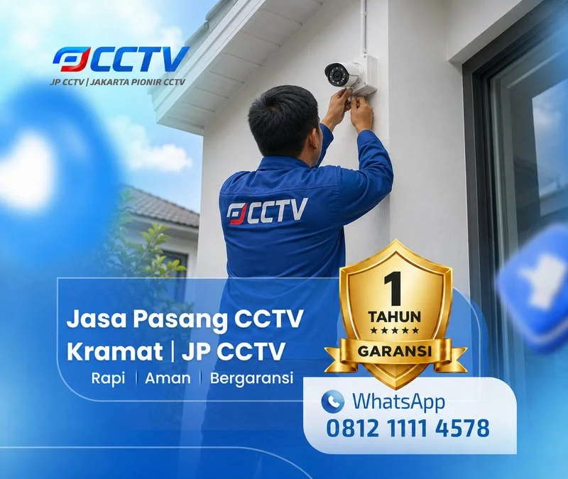 Teknisi JP CCTV melakukan pemasangan kamera CCTV di Kramat
