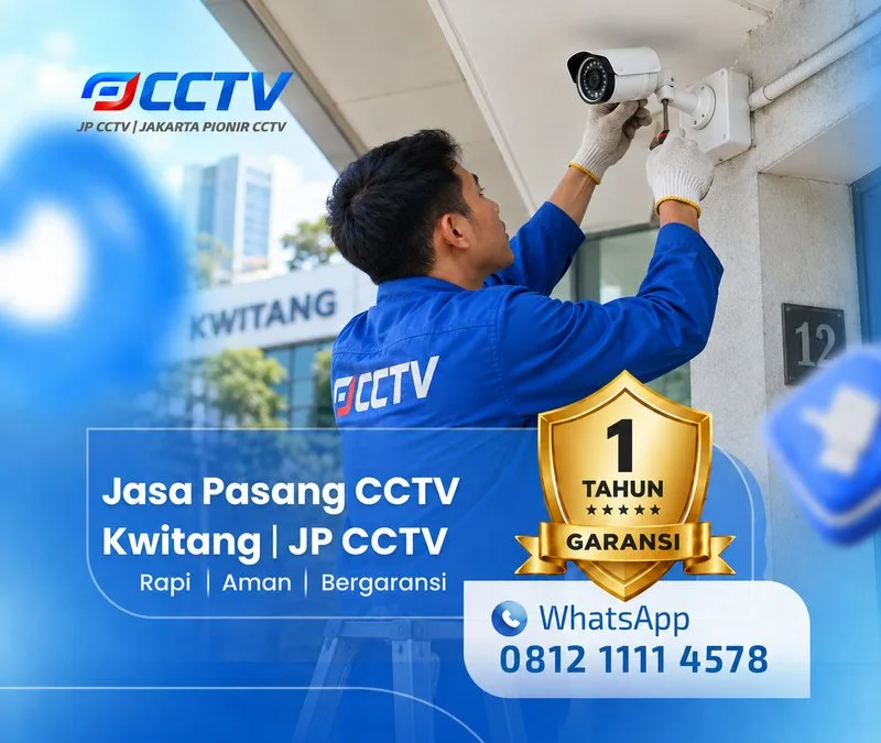 Teknisi Jasa Pasang CCTV Kwitang sedang memasang kamera CCTV