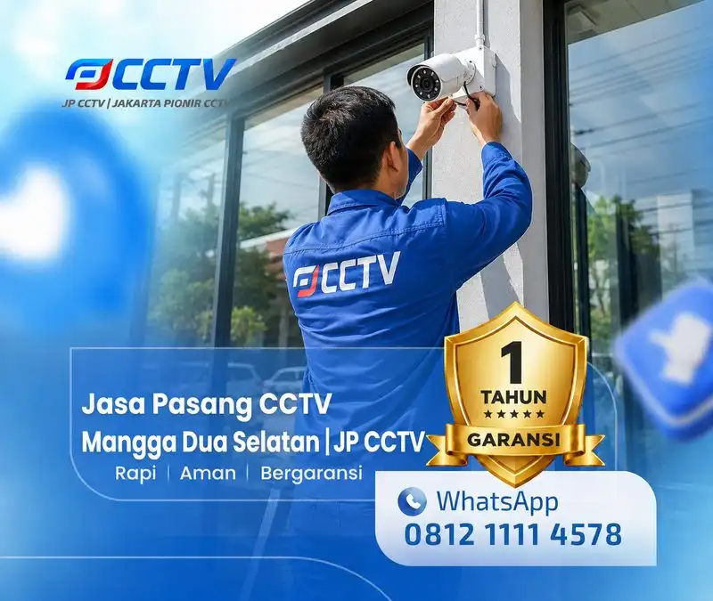 Proses teknisi CCTV bersama teknisi JP CCTV di Mangga Dua Selatan