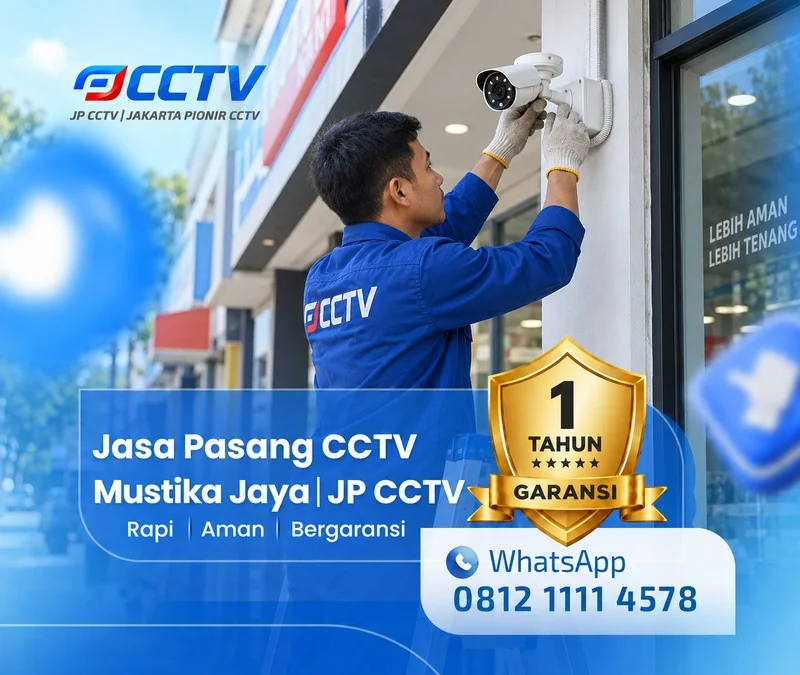 Tim JP CCTV menangani teknisi CCTV di Mustika Jaya