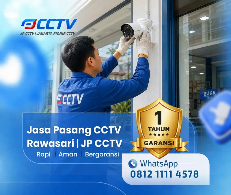 Teknisi Jasa Pasang CCTV Rawasari sedang melakukan instalasi
