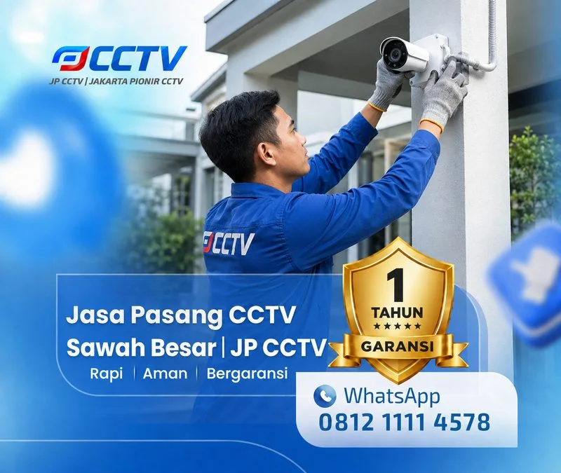Teknisi Jasa Pasang CCTV Sawah Besar sedang melakukan instalasi
