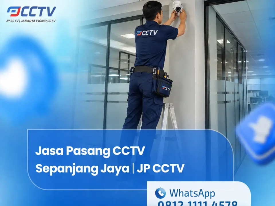 Jasa pasang CCTV Sepanjang Jaya oleh teknisi JP CCTV saat memasang kamera CCTV di area perkantoran