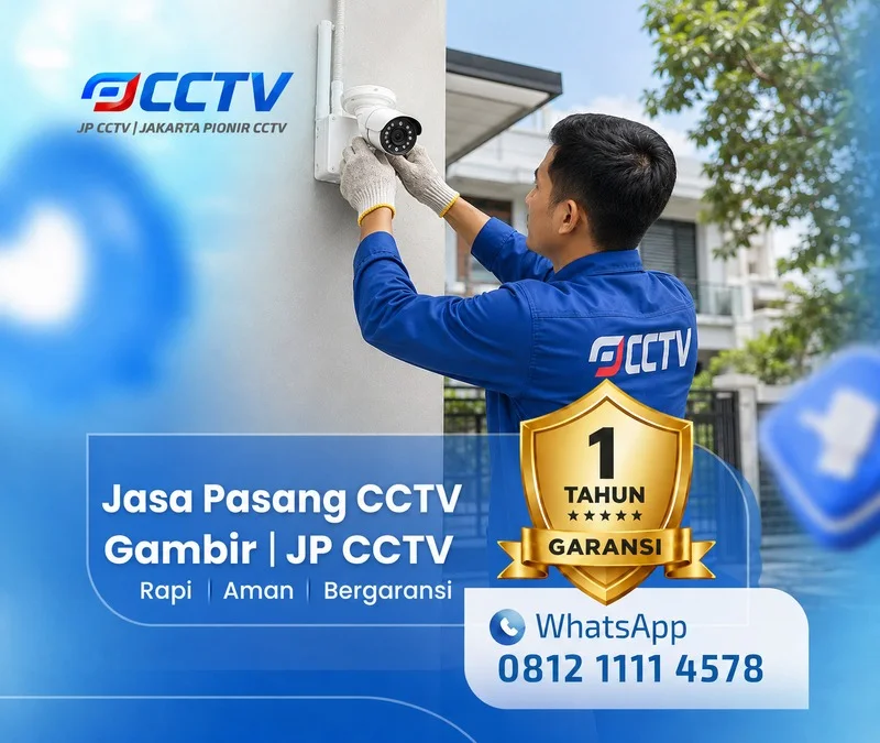Teknisi Jasa Pasang CCTV Gambir sedang melakukan instalasi
