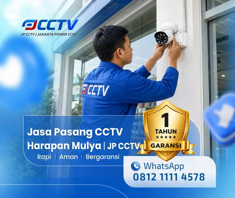 Teknisi Jasa Pasang CCTV Harapan Mulya sedang melakukan instalasi
