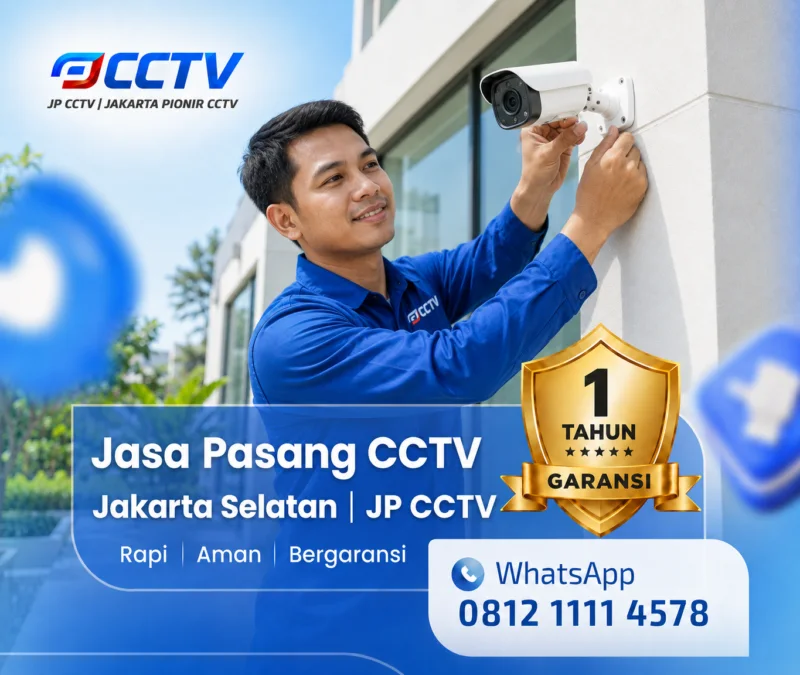 Proses pemasangan CCTV bersama teknisi JP CCTV di Jakarta Selatan