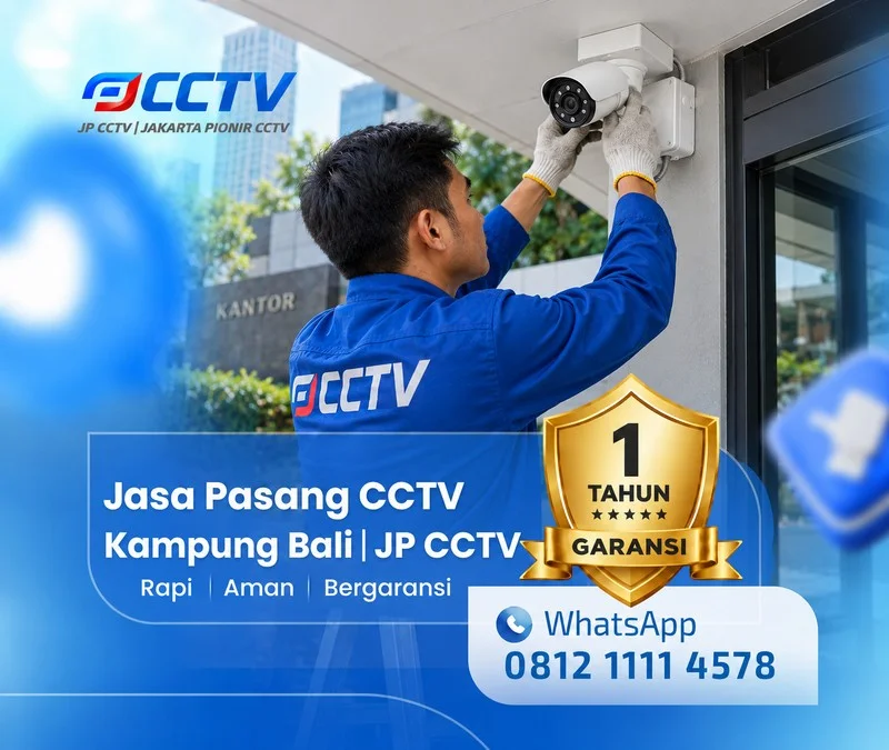 Tim JP CCTV menangani teknisi CCTV di Kampung Bali