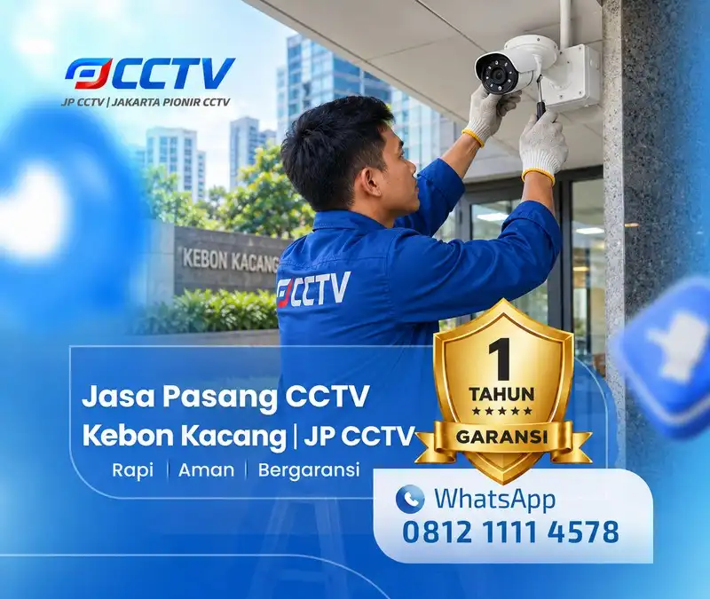 Teknisi JP CCTV melakukan pemasangan CCTV di Kebon Kacang
