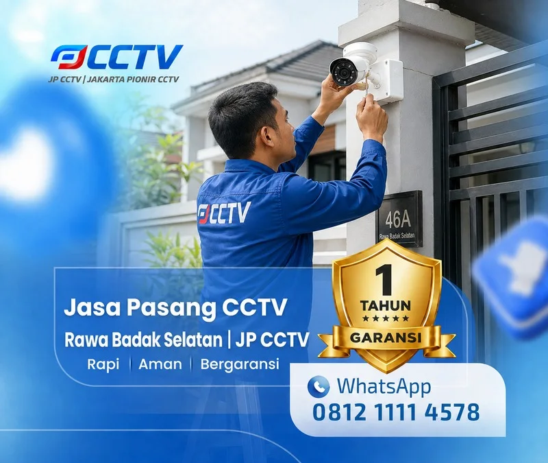 Tim JP CCTV menangani teknisi CCTV di Rawa Badak Selatan