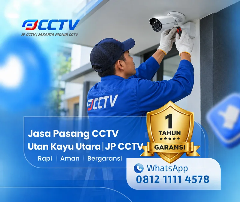 Proses teknisi CCTV bersama teknisi JP CCTV di Utan Kayu Utara