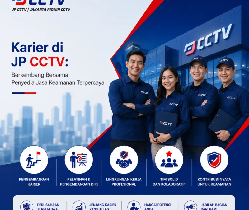 Karier di JP CCTV dengan tema berkembang bersama penyedia jasa keamanan terpercaya dan lingkungan kerja profesional