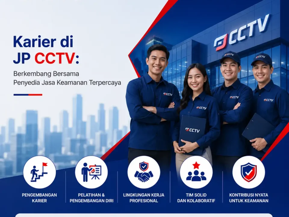 Karier di JP CCTV dengan tema berkembang bersama penyedia jasa keamanan terpercaya dan lingkungan kerja profesional