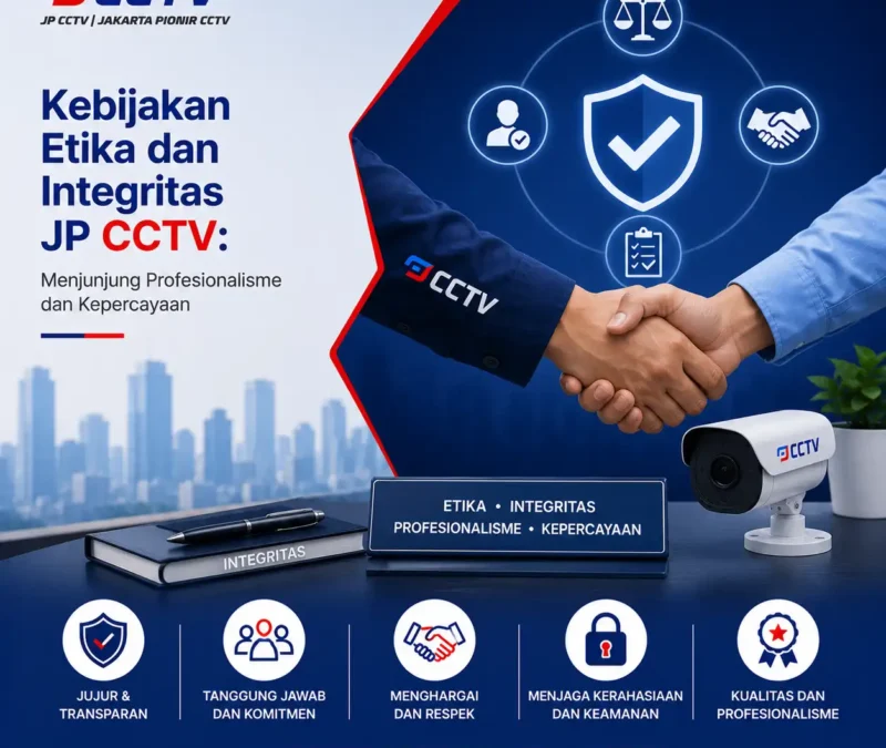 Kebijakan Etika dan Integritas JP CCTV dengan tema profesionalisme, integritas, transparansi, dan kepercayaan pelanggan